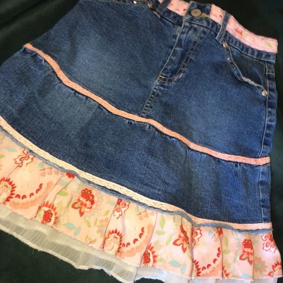 Jean Skirt Ruffles Crystal - Picture 2 of 6